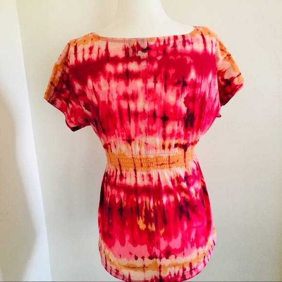 Weavers Orange Pink Tie Dye Top Shirt Short Sleeve - Picture 3 of 8